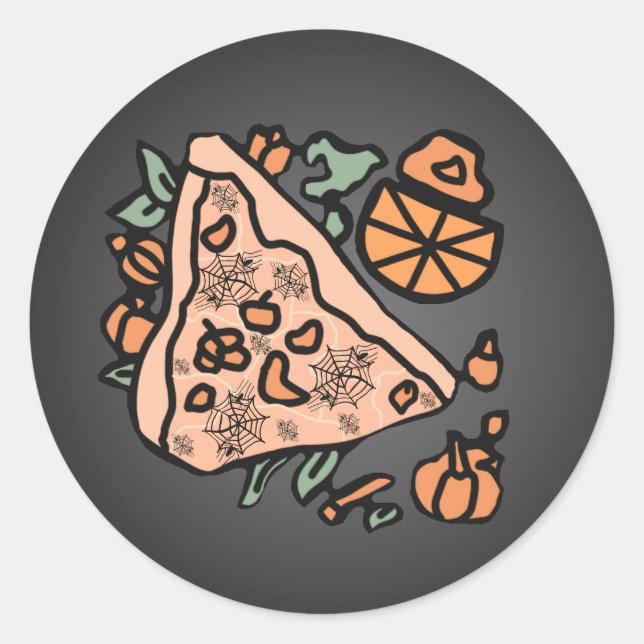 Retro Pizza mit Pumpkin-Drehung Runder Aufkleber (Vorderseite)