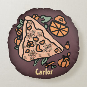 Retro Pizza mit Pumpkin-Drehung Rundes Kissen