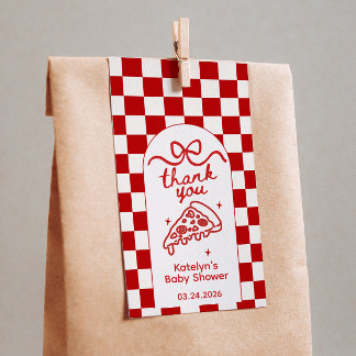 Retro-Pizza-Party-Baby-Shower-Geschenkanhänger Geschenkanhänger