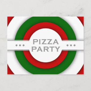 Retro-PIZZA-Party Einladungspostkarte