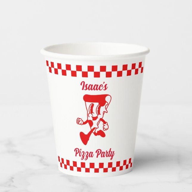 Retro Pizza Party Paper Cup Pappbecher (Vorderseite)