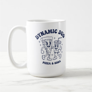 Retro-Pizza- und Soda-"Dynamic Duo"-Maskottchen Vi Kaffeetasse