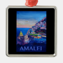 Retro Plakat-Amalfi-Küste Italien Silbernes Ornament