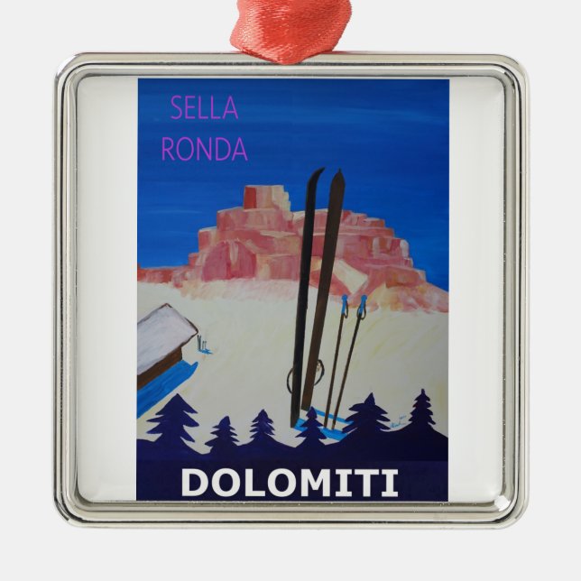Retro Plakat Dolomiti Italien bei Sella Ronda Ornament Aus Metall (Vorne)