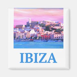 Retro Plakat Ibiza alte Stadt und Hafen Magnet