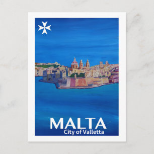 Retro-Plakat Malta Valetta - Stadt der Ritter Postkarte