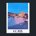 Retro Plakat Roms Italien Postkarte<br><div class="desc">Retro Plakatmalerei Roms Italien</div>