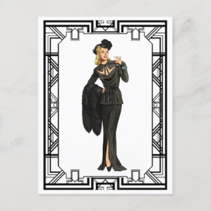 Retro-Plakat Schwarzes Kleid mit Aussparungen aus Postkarte