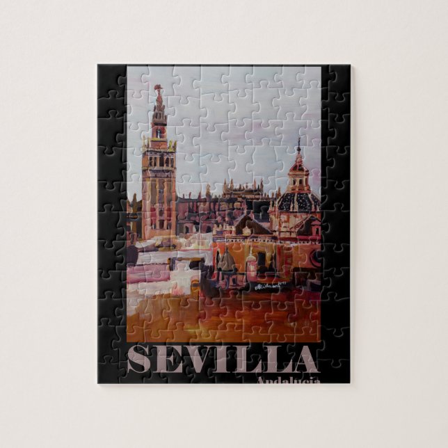 Retro Plakat Sevilla Giralda Andalusien Puzzle (Vertikal)