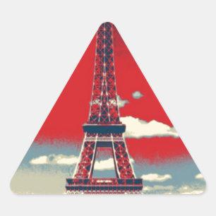 Retro-Plakat Vintage Frankreich Paris Eiffelturm Dreieckiger Aufkleber