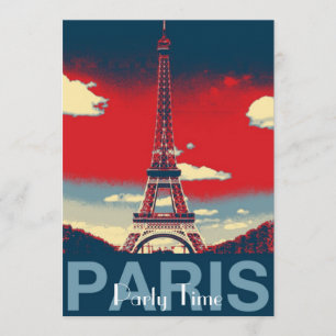 Retro-Plakat Vintage Frankreich Paris Eiffelturm Einladung