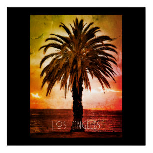 Retro-Plakatdruck Los Angeles Sonnenuntergang & Pa Poster