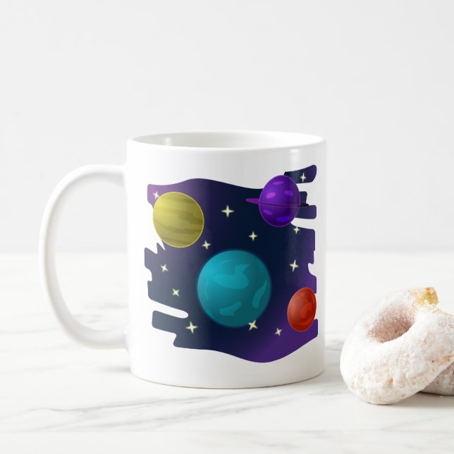 Retro-Planeten Kaffeetasse (Mit Donut)