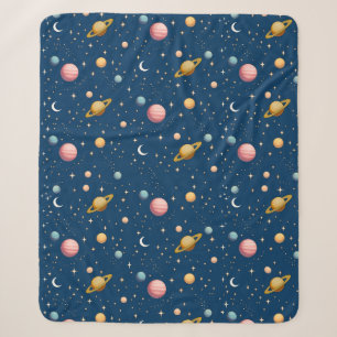 Retro-Planeten- und Sternenmuster Sherpadecke