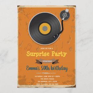 Retro-Platten-Party-Themen-Einladung Einladung