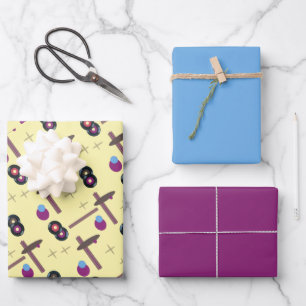 Retro-Platten Stil 1 - Gelb Geschenkpapier Set
