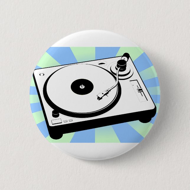 Retro-Plattenspieler Button (Vorderseite)