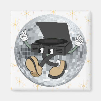 Retro-Plattenspieler-Charakter-Quadrat-Magnet Magnet
