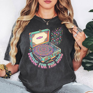 Retro Plattenspieler Mandala Musik Kunst T-Shirt