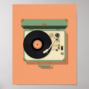Retro Plattenspieler Poster Vintage Vinyl Musik