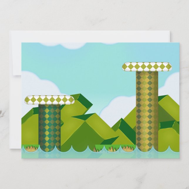 Retro-Plattformspiel Einladung (Vorderseite)