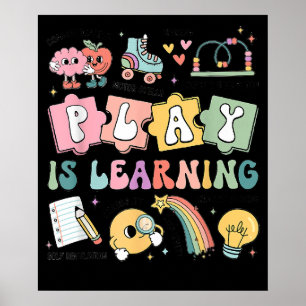 Retro Play Lernen Kindergarten Lehrer Team Poster