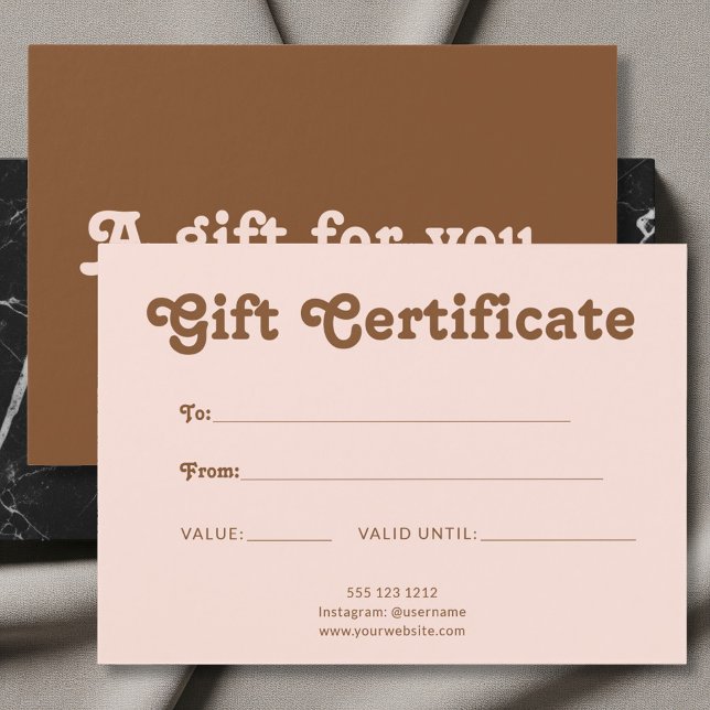 Retro Playful Minimalist Pink Brown Certificate (Von Creator hochgeladen)