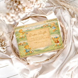 Retro Playground Teddy Bears Diapper Raffle Begleitkarte