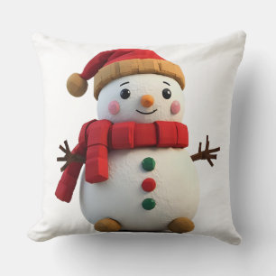 Retro-Plüschschneemann mit Schal Weihnachten Kissen