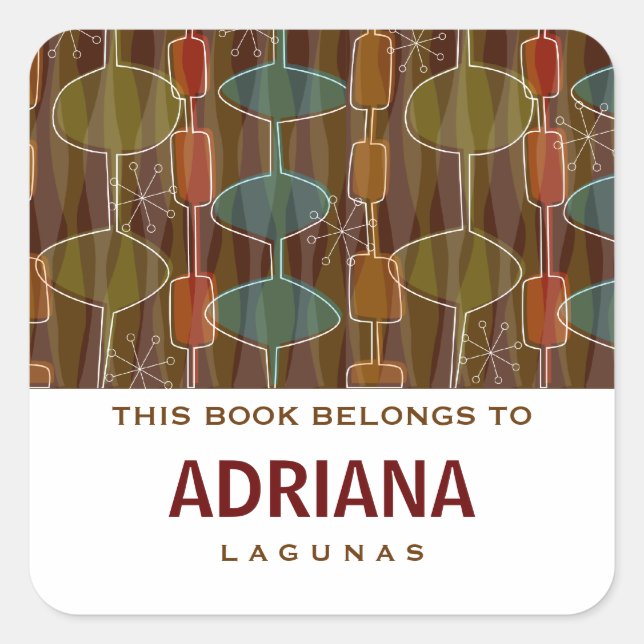 Retro-Pod-Square-Buchzeichen Quadratischer Aufkleber (Vorderseite)