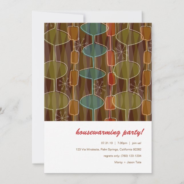 Retro Pods Hauswärme Party Einladungen (Vorderseite)