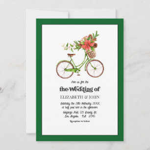 Retro Poinsettia Fahrradweihnachtsfeier Einladung