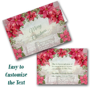 Retro Poinsettia Rahmen Bauernhof Landschaftlich W