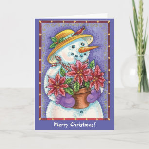 Retro Poinsettia Snowman Weihnachten