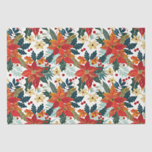 Retro Poinsettia Weihnachtsgeburtpapier Seidenpapier