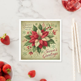 Retro Poinsettia Weihnachtskarte Stil Decoupage Serviette