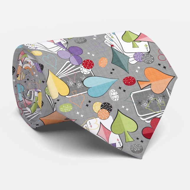 Retro-Poker Krawatte (Gerollt)