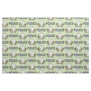 Retro Police Car Donuts Green Stoff