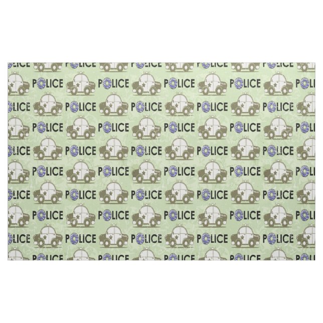 Retro Police Car Donuts Green Stoff (Fat Quarter (45,7 x 55,9 cm))
