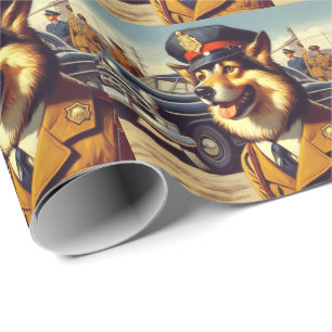 Retro Police Dog Painting Geschenkpapier