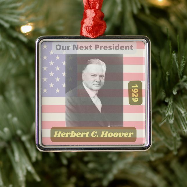 Retro Political Herbert Hoover President Art. 1929 Ornament Aus Metall (Baum)