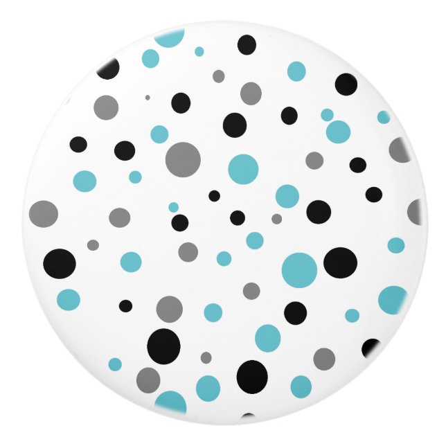 Retro Polka-dot aquamariner schwarz-grauer Keramik Keramikknauf (Vorderseite)