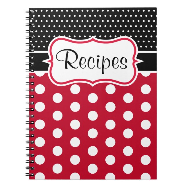 Retro Polka Dot Kitchen Rezept Notebook Geschenk Notizblock (Vorderseite)