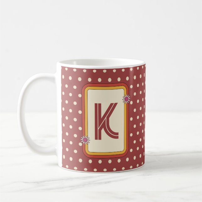 Retro Polka Dot Monogramm Kaffeetasse (Links)
