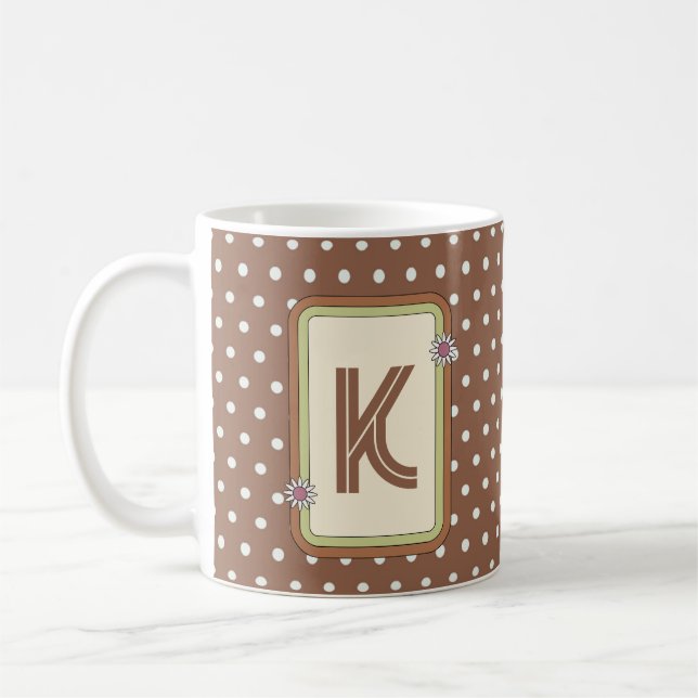 Retro Polka Dot Monogramm-Tasse Kaffeetasse (Links)