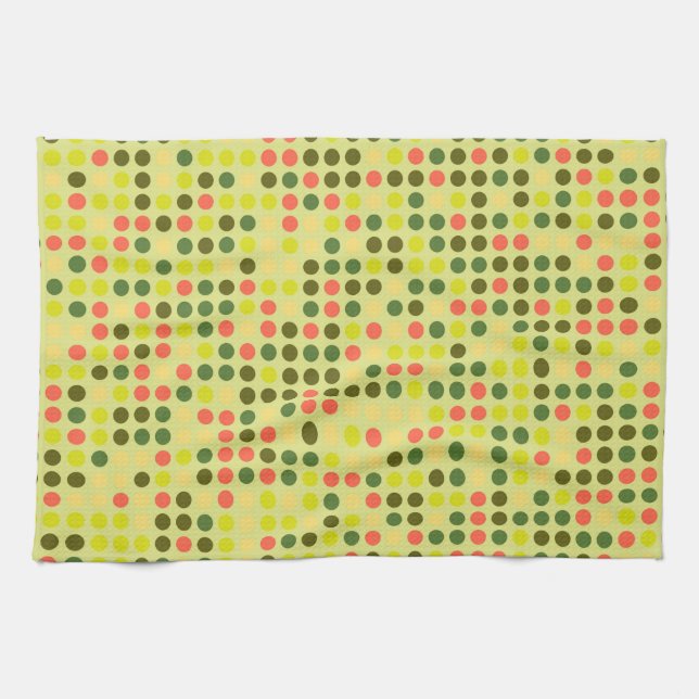 Retro Polka Dot Mosaic Muster #10 Handtuch (Horizontal)