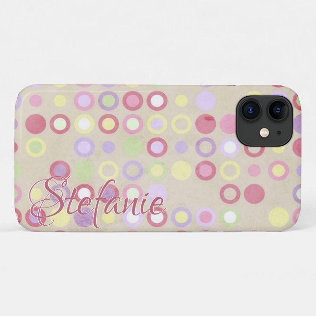 Retro Polka Dots (beige) Case-Mate iPhone Hülle (Rückseite (Horizontal))