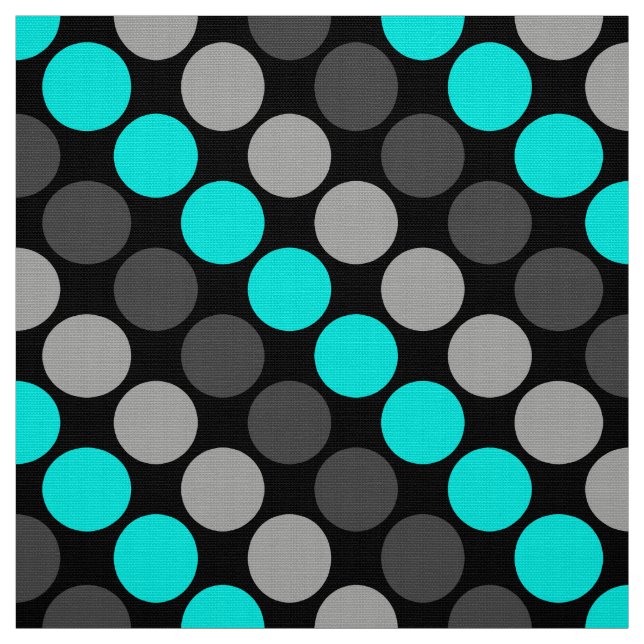 Retro Polka Dots Graues Türkis Stoff (Muster)