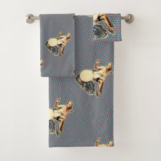 Retro polka dots modifiziert Vintages Button auf M Badhandtuch Set