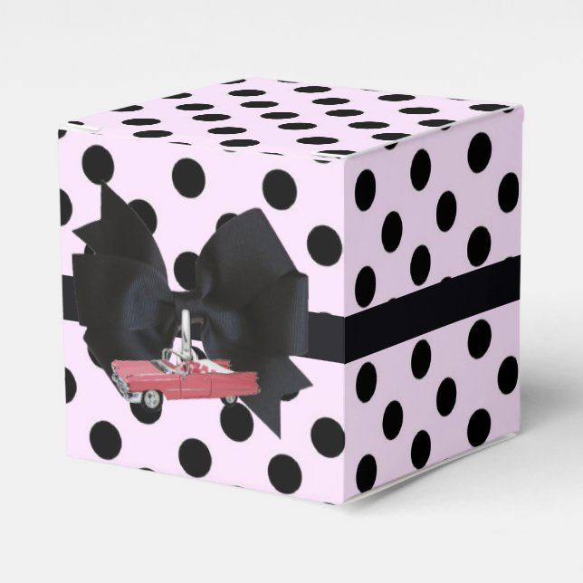Retro Polka Dots Pink Geschenkschachtel (Vorderseite)